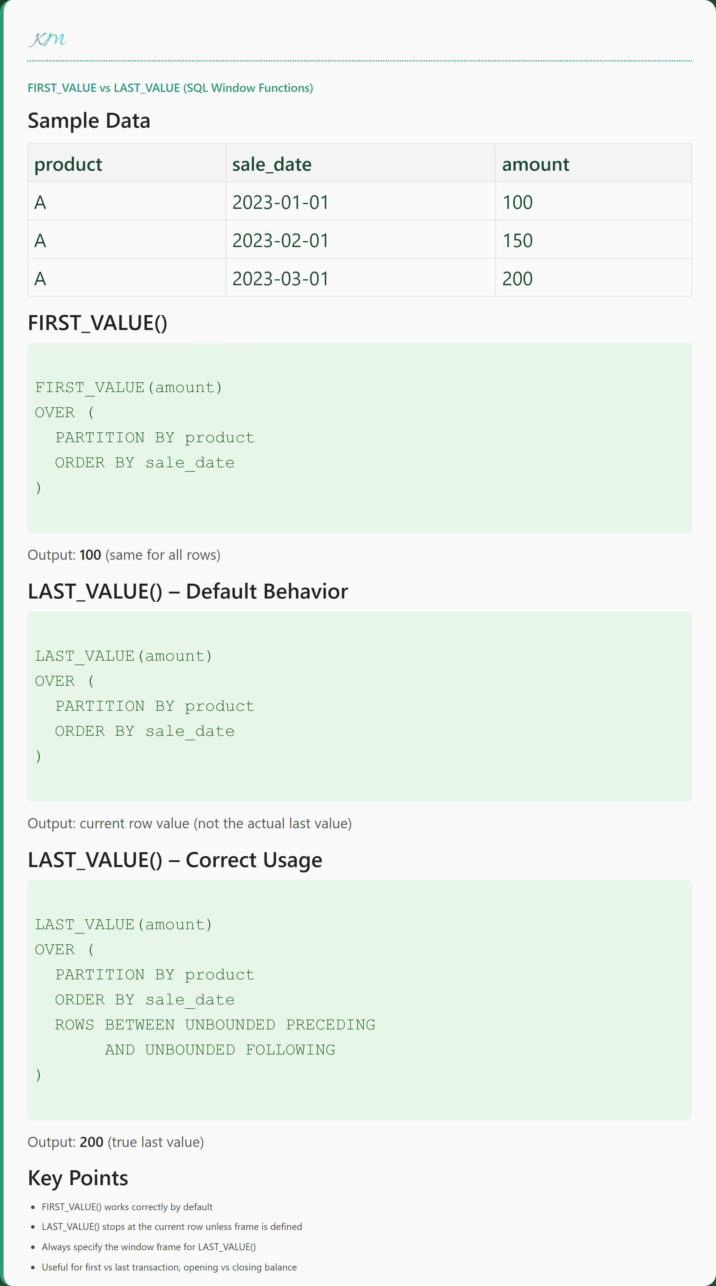 FIRST_VALUE vs LAST_VALUE in SQL
